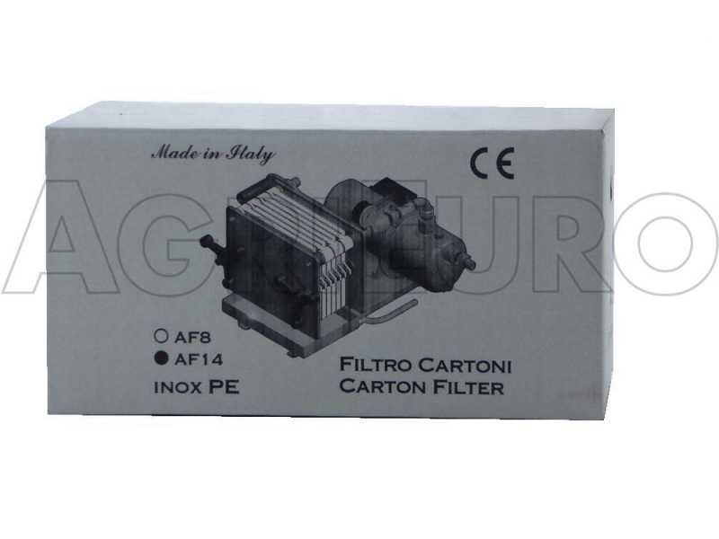 Top Line AF14 - Filtro para vino de cartones y placas 20x20 - bomba de vino - chasis y bomba en acero INOX