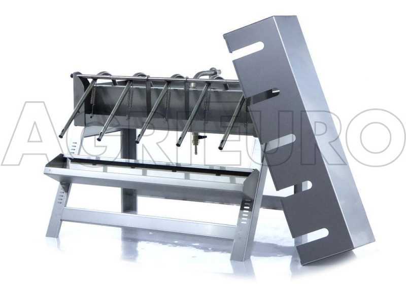 Enotecnica Pillan 5B INOX - Embotelladora manual de 5 ca&ntilde;os con boquillas, dep&oacute;sito y chasis de acero inoxidable