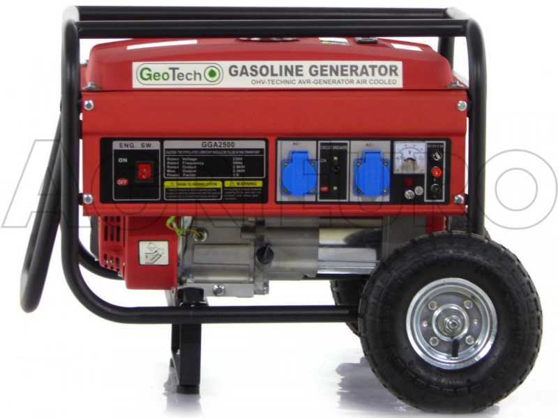 GeoTech GGA2500 - Generador de corriente con ruedas y AVR 2.1 kW - Continua 2 kW Monof&aacute;sica