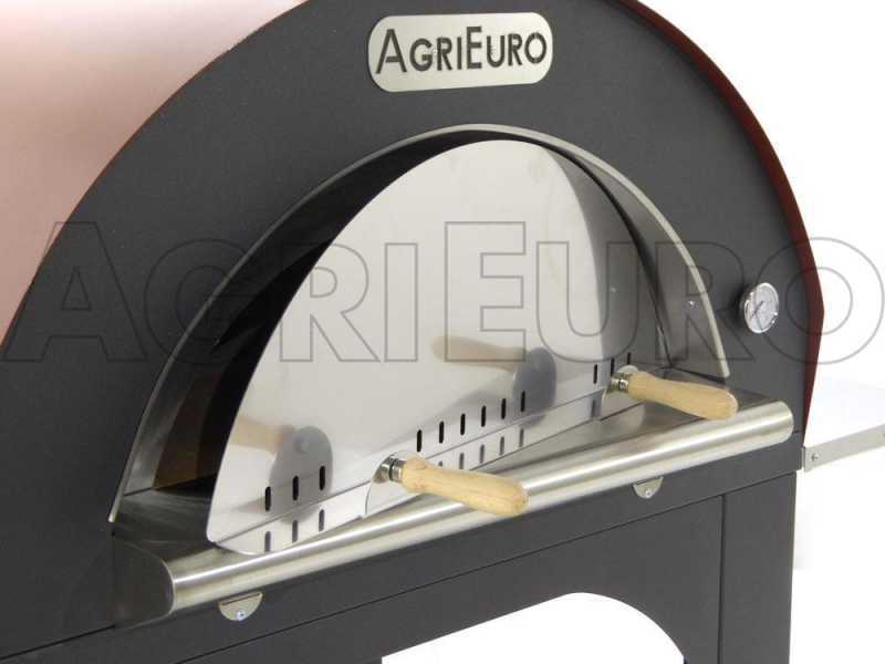 Horno de le&ntilde;a para pizza de exterior AgriEuro Cibus Red 100x80, en acero pintado