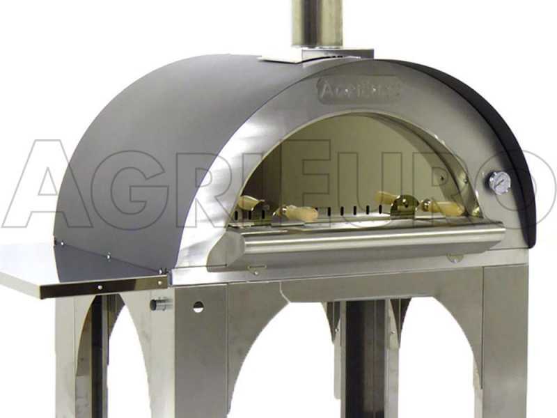 Horno de le&ntilde;a para pizza de exterior AgriEuro Cibus Inox 80x60, capacidad cocci&oacute;n: 4 pizzas