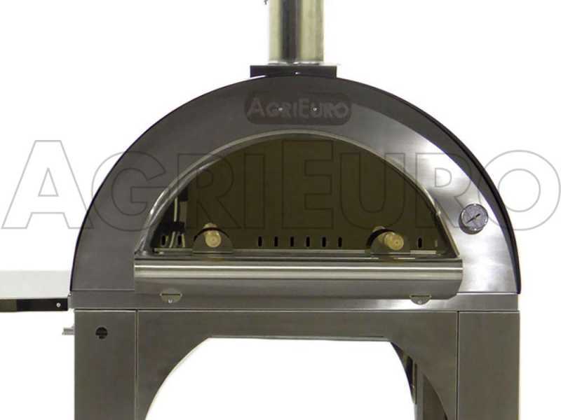 Horno de le&ntilde;a para pizza de exterior AgriEuro Cibus Inox 80x60, capacidad cocci&oacute;n: 4 pizzas