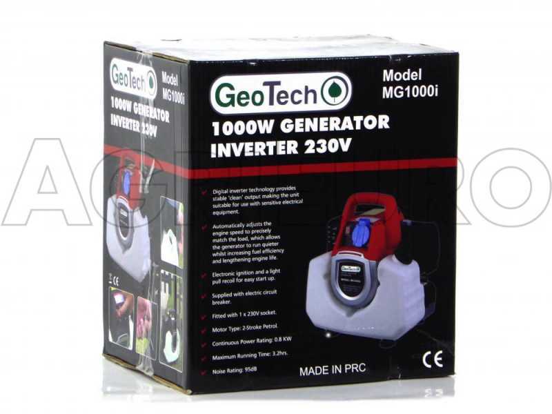 Generador el&eacute;ctrico inverter 0,8 kW de mezcla GeoTech MG1000i, silencioso