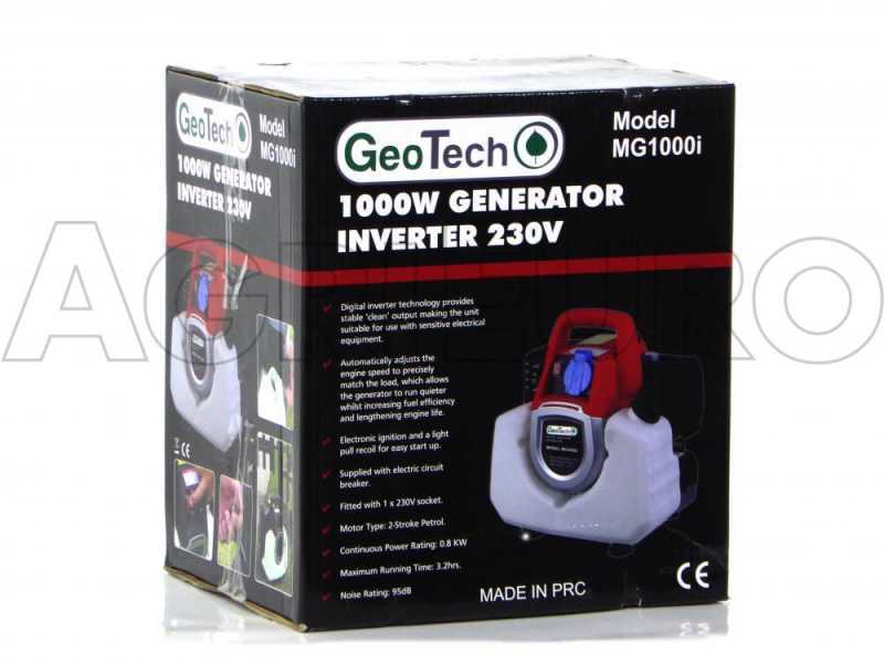 GeoTech MG1000i - Generador de corriente silencioso pot&aacute;til inverter 1 kW - Continua 0.8 kW Monof&aacute;sica