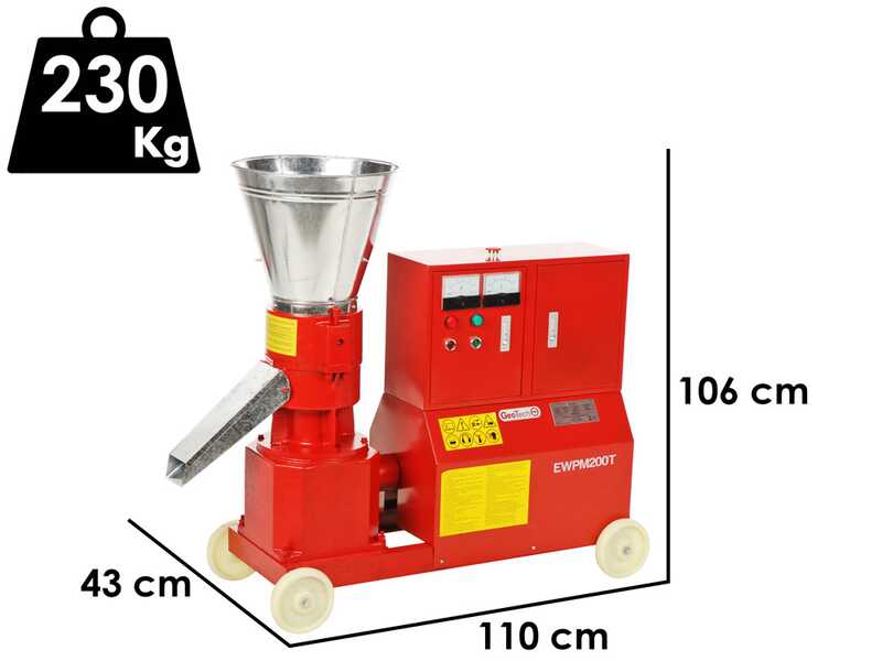 GeoTech EWPM200T - Peletizadora trif&aacute;sica - Para fabricar en casa pellets de calefacci&oacute;n