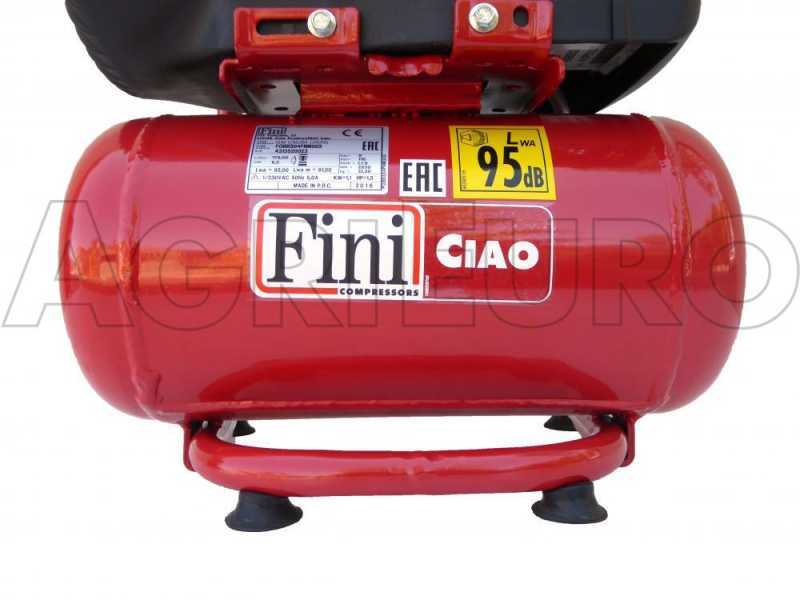 Fini Ciao 6 - Compresor de aire el&eacute;ctrico port&aacute;til monof&aacute;sico, sin aceite - Motor 1,5 HP - 6 L