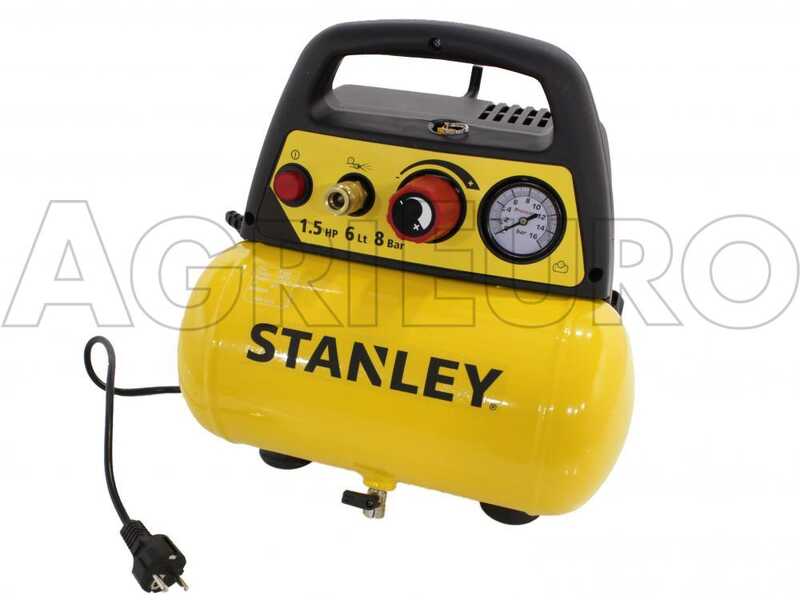 Stanley DN 200/8/6 - Compresor de aire el&eacute;ctrico port&aacute;til monof&aacute;sico, sin aceite - Motor 1.5 HP - 6 L