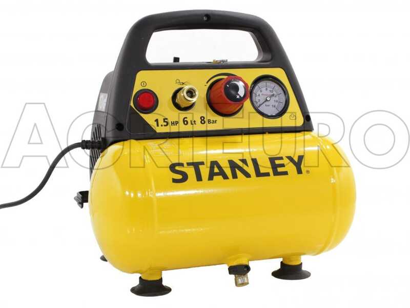 Stanley DN 200/8/6 - Compresor de aire el&eacute;ctrico port&aacute;til monof&aacute;sico, sin aceite - Motor 1.5 HP - 6 L