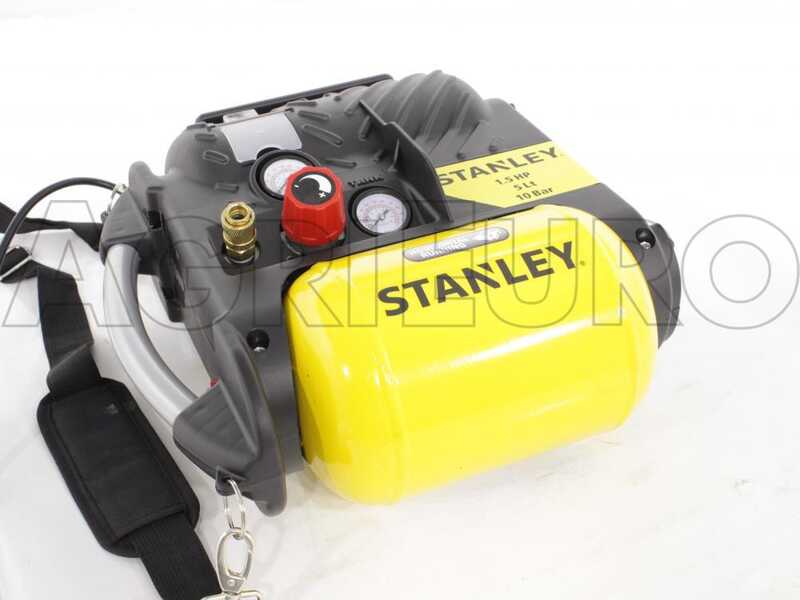 Stanley DN 200/10/5 - Compresor de aire el&eacute;ctrico port&aacute;til monof&aacute;sico, sin aceite - Motor 1.5 HP - 5 L