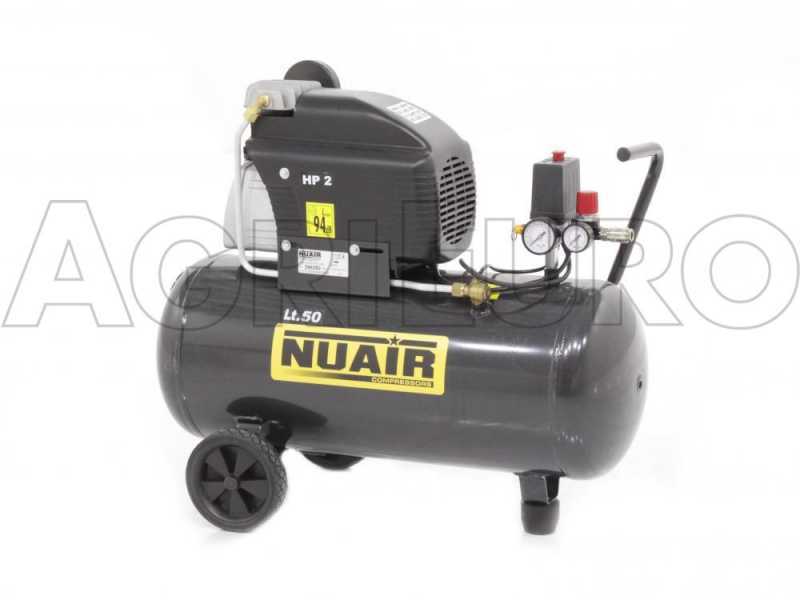 Nuair FC 2 50 - Compresor de aire el&eacute;ctrico con ruedas, motor 2 HP - 50 l aire comprimido
