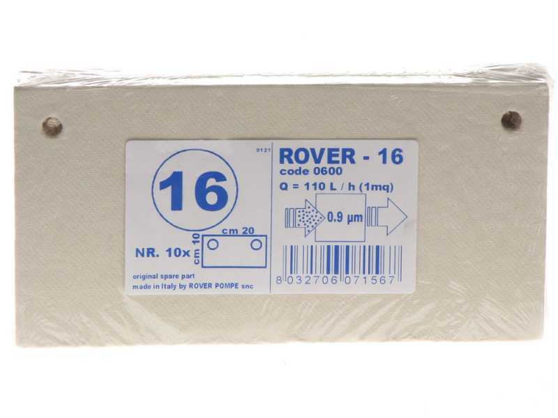 Tipo 16 - n.10 cartones filtrantes Rover para bomba con filtro Pulcino - 20x10 cm