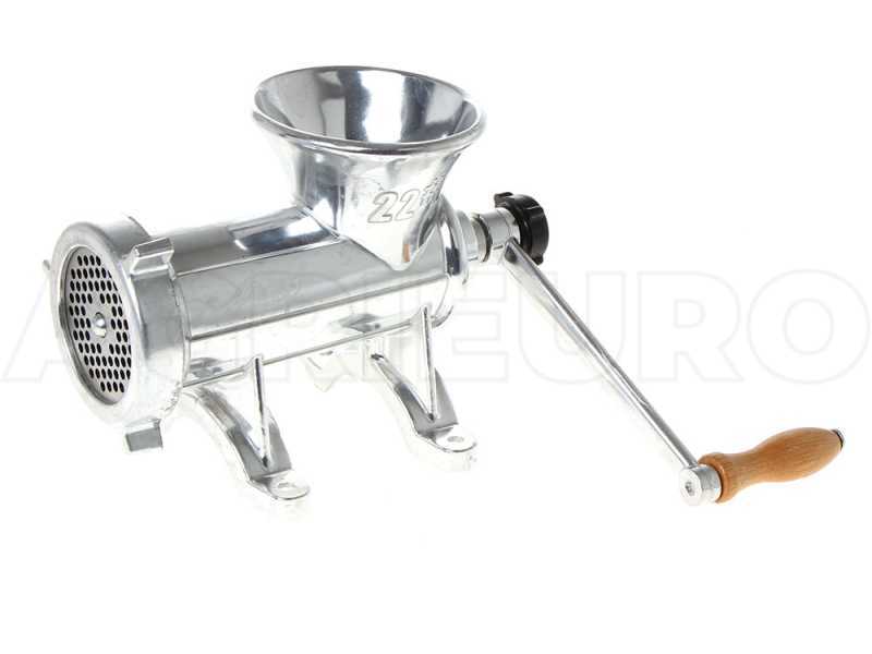 Picadora de carne manual de manivela n.&deg; 22- para mesa - de aluminio, uso alimenticio - Palumbo-Pavi