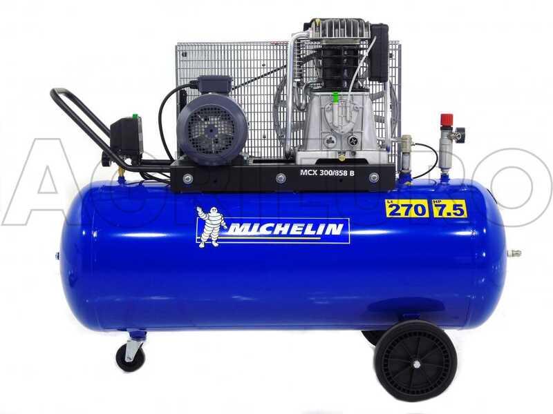 Michelin MCX 300 858 - Compresor de aire el&eacute;ctrico trif&aacute;sico de correa - Motor 7.5 HP - 270 L