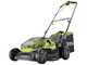 Cortac&eacute;sped el&eacute;ctrico de bater&iacute;a RYOBI RY18LM37A-140 - 18V - 4Ah - saco de 45 l - corte de 37 cm