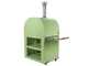 Clementi Gold - Horno de le&ntilde;a para pizza para exteriores con carro - C&aacute;mara de cocci&oacute;n 80 x 60 - 4 pizzas - Verde