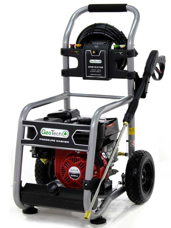 Hidrolimpiadora de gasolina GeoTech GPW 10/210 B, motor de 208 cc y 7 Hp, 233 bar