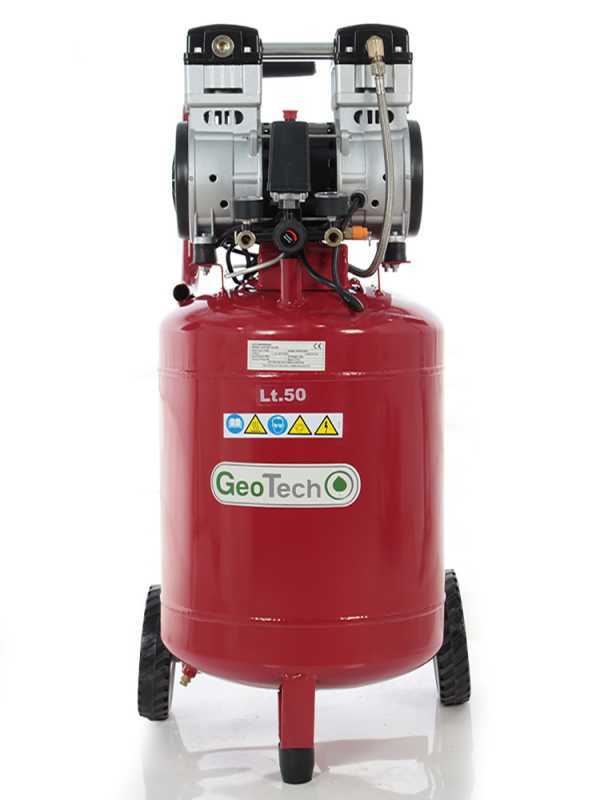 GeoTech S-AC50V-10-15C - Compresor de aire el&eacute;ctrico sin aceite - Motor 1.5 HP - 50 l Vertical Silencioso