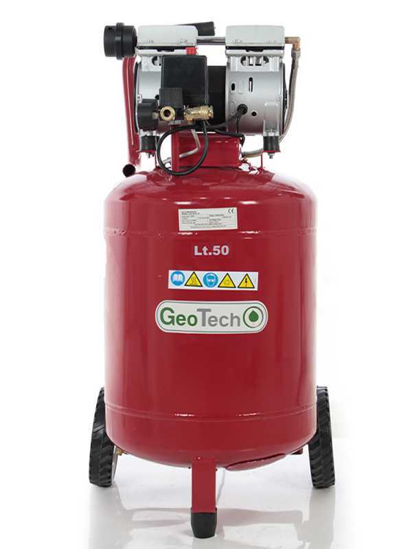 GeoTech S-AC50V-8-10 - Compresor de aire el&eacute;ctrico sin aceite - Motor 1 HP - 50 l Vertical Silencioso