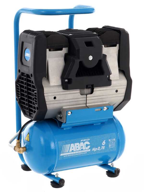 ABAC START SILENT OS7P - Compresor de aire el&eacute;ctrico monof&aacute;sico silencioso, sin aceite - Motor 0.75 HP - 6 L