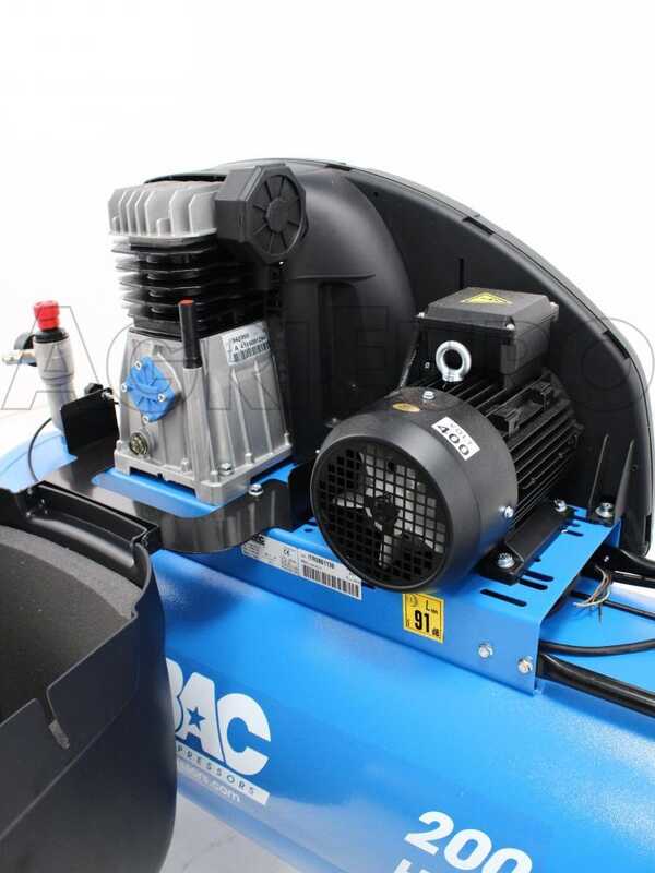 ABAC PRO A39B 200 CT3 - Compresor de aire el&eacute;ctrico trif&aacute;sico de correa silencioso - Motor 3 HP - 200 L