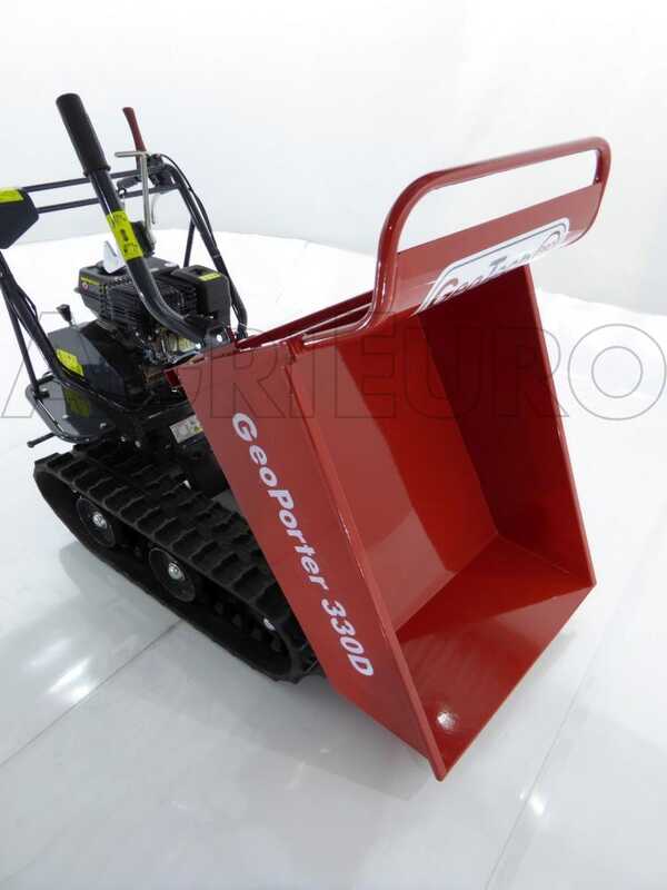 Carretilla de orugas motorizada GeoTech 330D GeoPorter, caja dumper, capacidad 300 kg