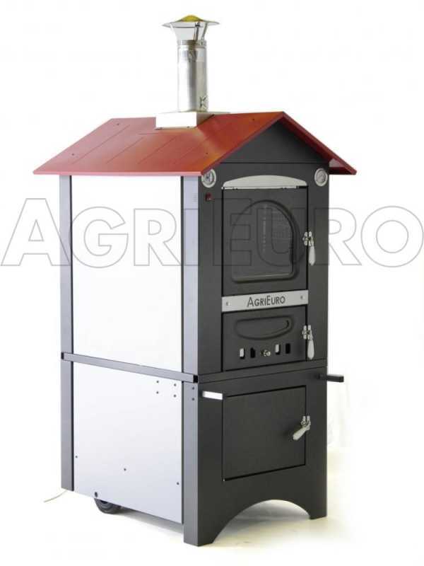 Horno de le&ntilde;a de exterior Medius 80 EXT  en acero - Ventilado -  con techo rojo