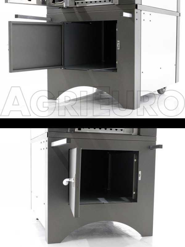 Horno de le&ntilde;a de exterior Medius Plus 100 EXT en acero - Ventilado con techo rojo