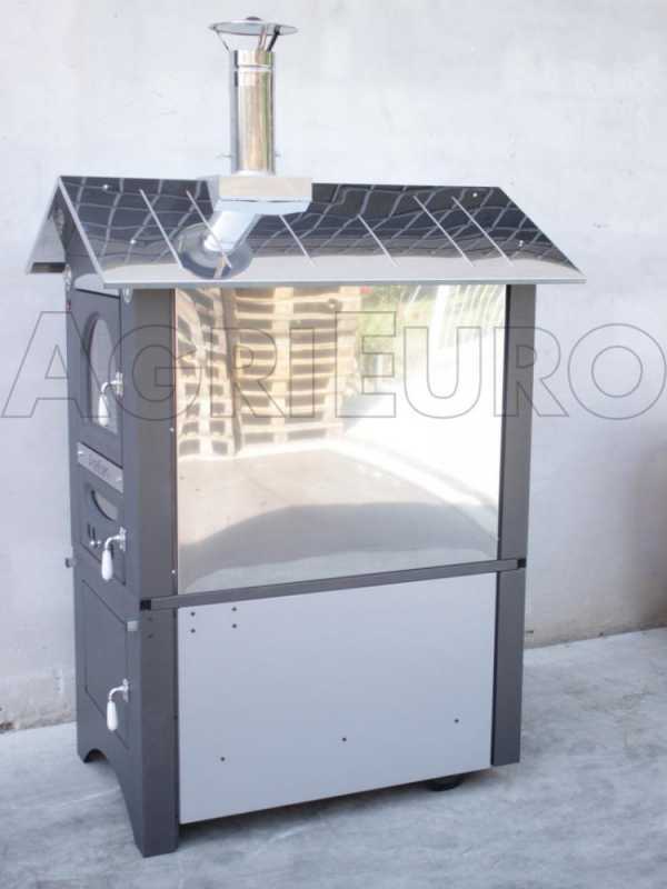 Horno de le&ntilde;a de exterior Medius Plus 100 EXT en acero - Ventilado con techo en INOX