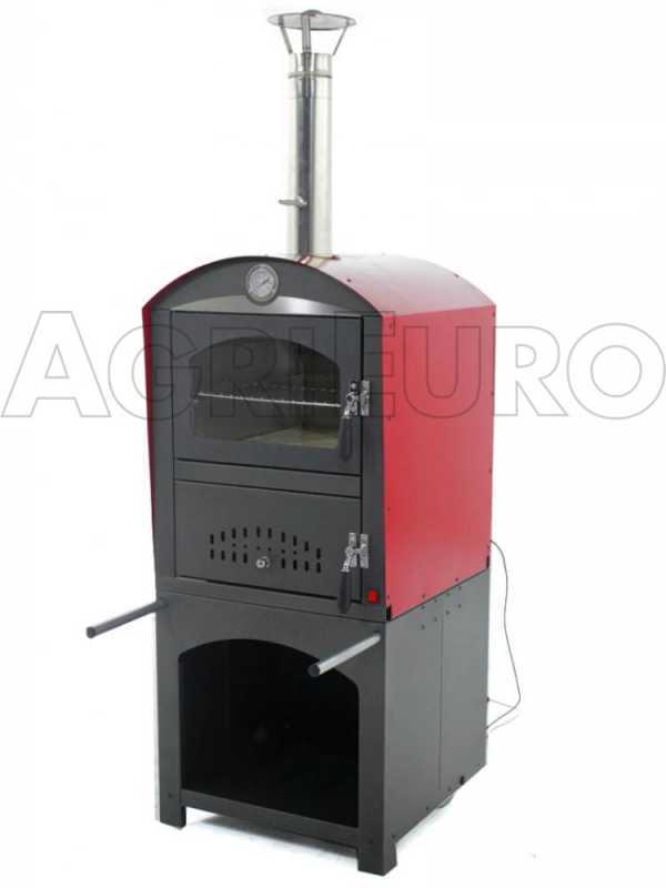 Horno de le&ntilde;a de exterior Minimus 50 Mini EXT en acero - Techo rojo