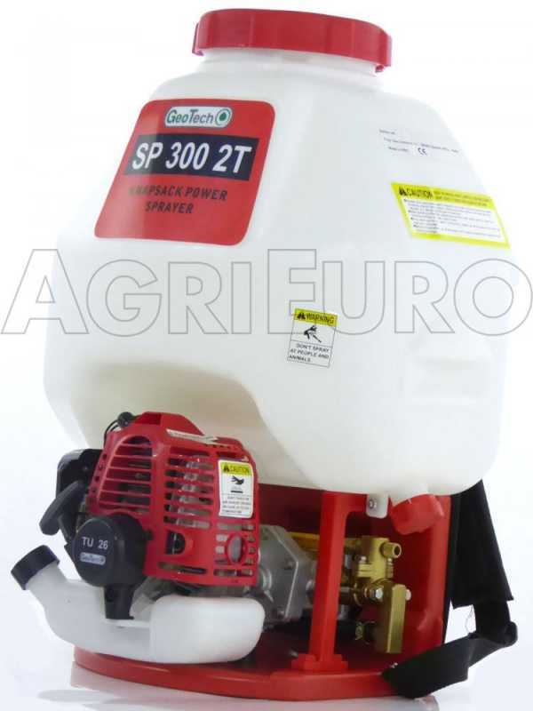 Pulverizador de mochila a gasolina GeoTech SP 300 2T con motor 26 cc de mezcla