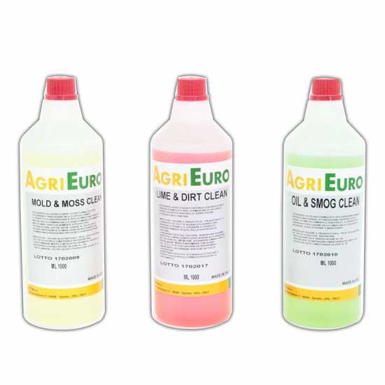 Juego 3 detergentes profesionales para hidrolimpiadoras para la limpieza de exteriores y afines, 3 frascos de 1 l