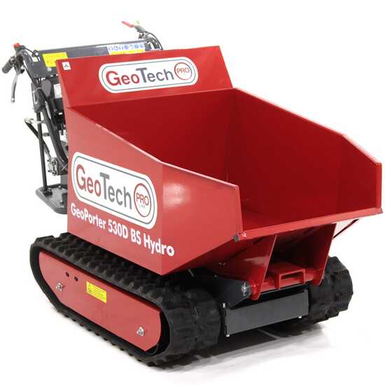 Carretilla de orugas GeoTech Pro GeoPorter 530D BS Hydro - 12 HP, Caja dumper hidr&aacute;ulica 500kg