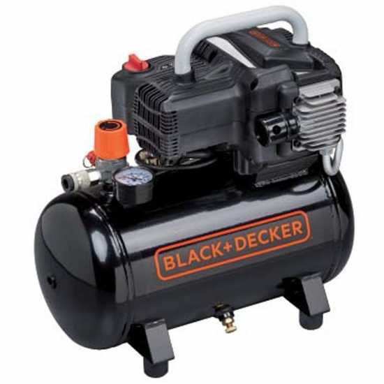 Black &amp; Decker BD195 12 NK - Compresor de aire el&eacute;ctrico port&aacute;til monof&aacute;sico, sin aceite - Motor 1.5 HP - 12 L
