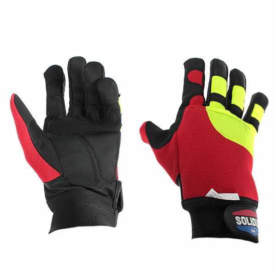 Guantes de protecci&oacute;n anticorte para motosierra Solidur Forest talla M (medida 9)