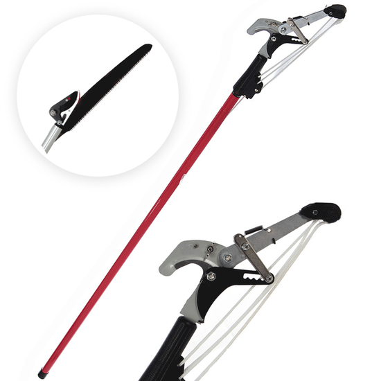 Ausonia - Cortarramas con p&eacute;rtiga, corte de trinquete + serrucho con p&eacute;rtiga telesc&oacute;pica 170-310 cm