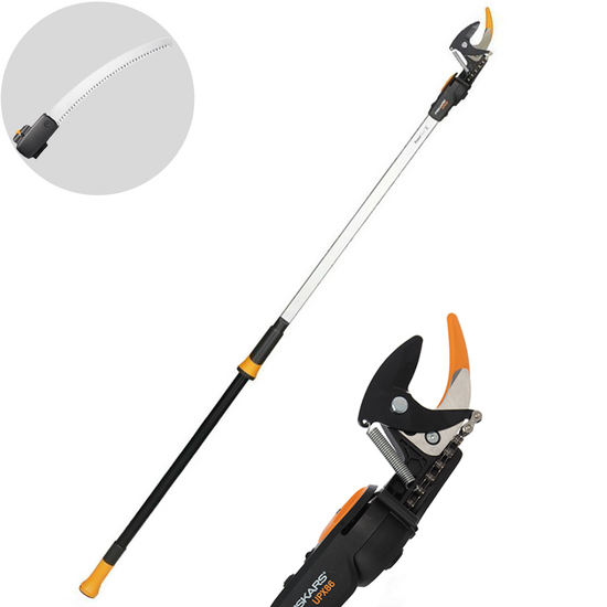 Fiskars UPX86 - Cortarramas de poda telescópico profesional - pértiga 240/400 cm + serrucho - Ø 32 mm