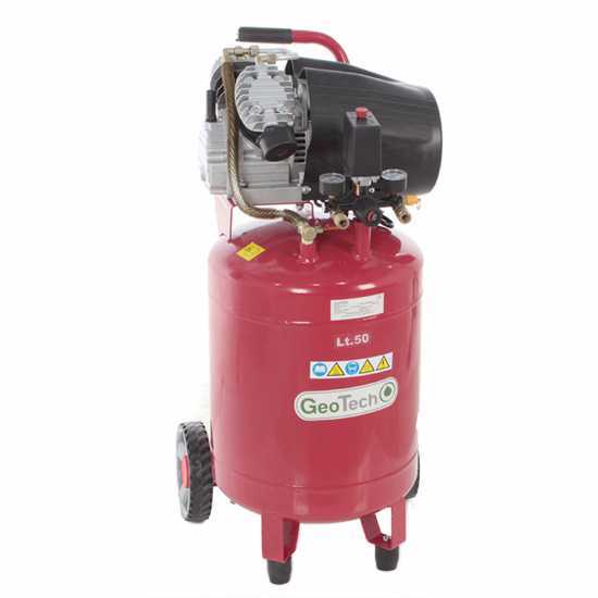 GeoTech AC50V-10-30VC - Compresor de aire el&eacute;ctrico con ruedas vertical - Motor 3 HP - 50 l aire comprimido