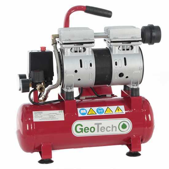 GeoTech S-AC-9-8-07 - Compresor de aire el&eacute;ctrico silencioso compracto port&aacute;til - Motor 0.7 HP - 8 bar