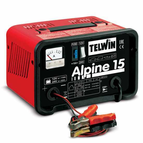 Telwin Alpine 15 - Cargador de bater&iacute;a - bater&iacute;a WET con tensi&oacute;n 12/24V - monof&aacute;sico