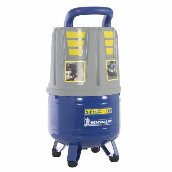 Michelin MVX 24 - Compresor de aire el&eacute;ctrico port&aacute;til monof&aacute;sico, sin aceite - Motor 1.5 HP - 24 L