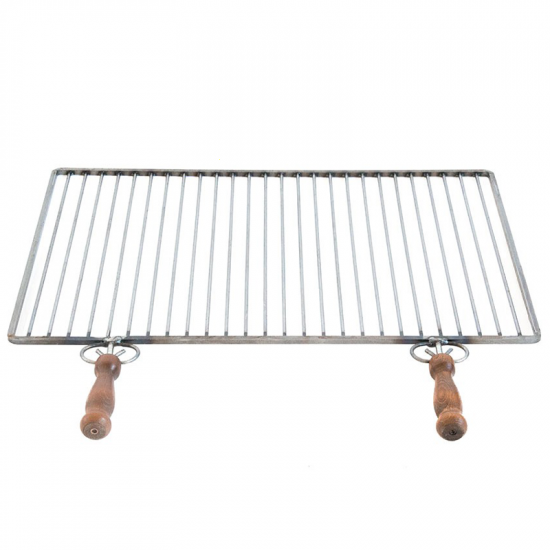 Parrilla de hierro forjado -  Hierro Natural -  Mangos de madera anti-quemaduras