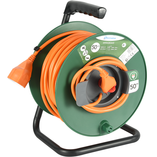 Electraline Enrollacable - 50m - Enchufe universal - 3 cables de 1,5 mm&sup2; (con descarga a tierra)