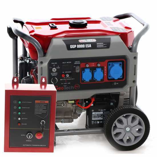 GeoTech-Pro GGP 8000 ESA - Generador de corriente con ruedas arranque el&eacute;ctrico y AVR 6.5 KW - Continua 6 Kw Monof&aacute;sica + ATS