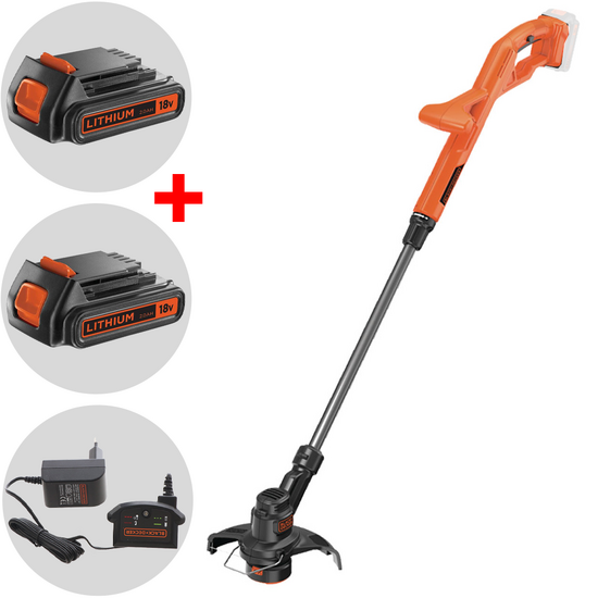 Black &amp; Decker ST182320-QW - Cortabordes de bater&iacute;a 18V 2Ah + bater&iacute;a 18V 2Ah gratis