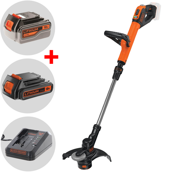 Black & Decker STC1840EPC-QW - Cortabordes de batería 18V 4Ah + batería 18V 2Ah gratis