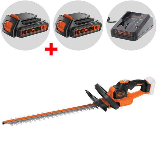 Cortasetos el&eacute;ctrico de bater&iacute;a Black &amp; Decker GTC18502PC-QW 18V 2Ah + bater&iacute;a 18V 2Ah gratis - cuchillas 50 cm