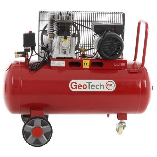 GeoTech Pro BACP100-8-2 - Compresor el&eacute;ctrico de correa - Motor 2 HP - 100 l - potencia 8 bar