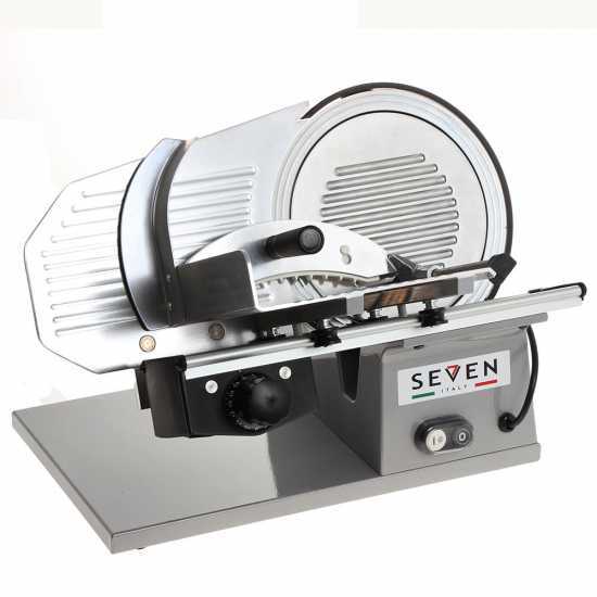 Seven Italy PS 250 PRO-Silver - Cortadora de fiambre cuchilla 250 mm - afilador incluido - 180 W