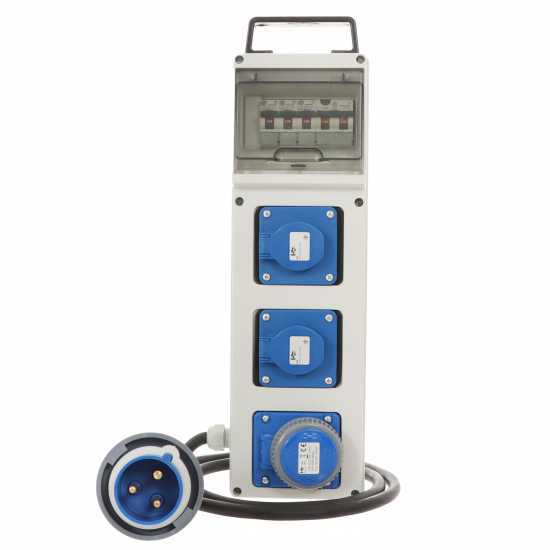 Adaptador multi enchufe para generadores monof&aacute;sicos para alimentar equipos el&eacute;ctricos de elevado coeficiente de encendido/absorci&oacute;n (hasta 7,2 kW)