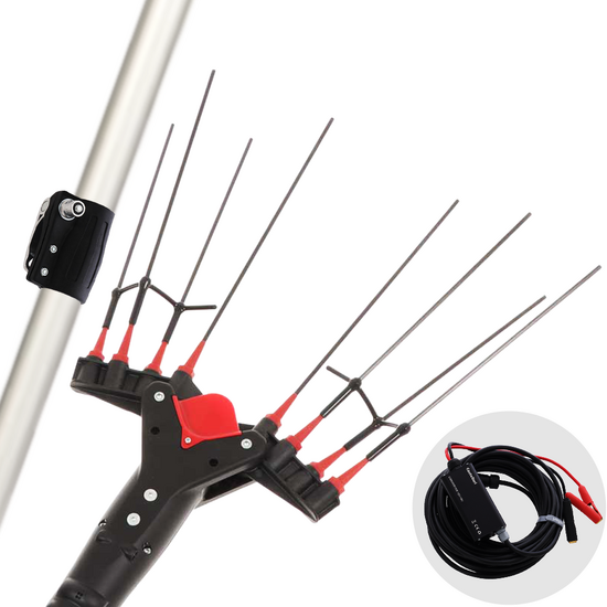 Castellari Vertigo L 12V - Vareador de aceitunas eléctrico de batería tipo automóvil con cable incluido - Pértiga telescópica en aluminio 240/320 cm